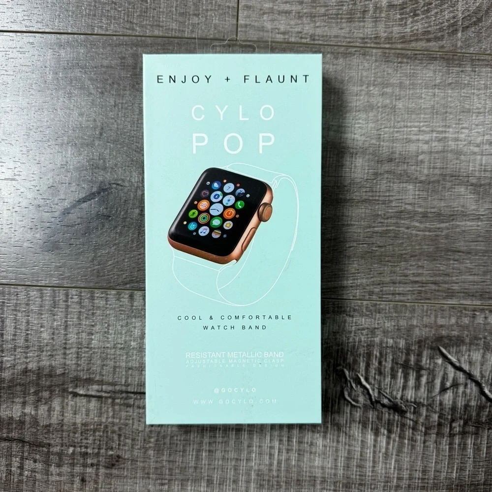 Cylo Pop Chronos Metallic Band Silver for Apple Watch 42mm/44mm NIB
